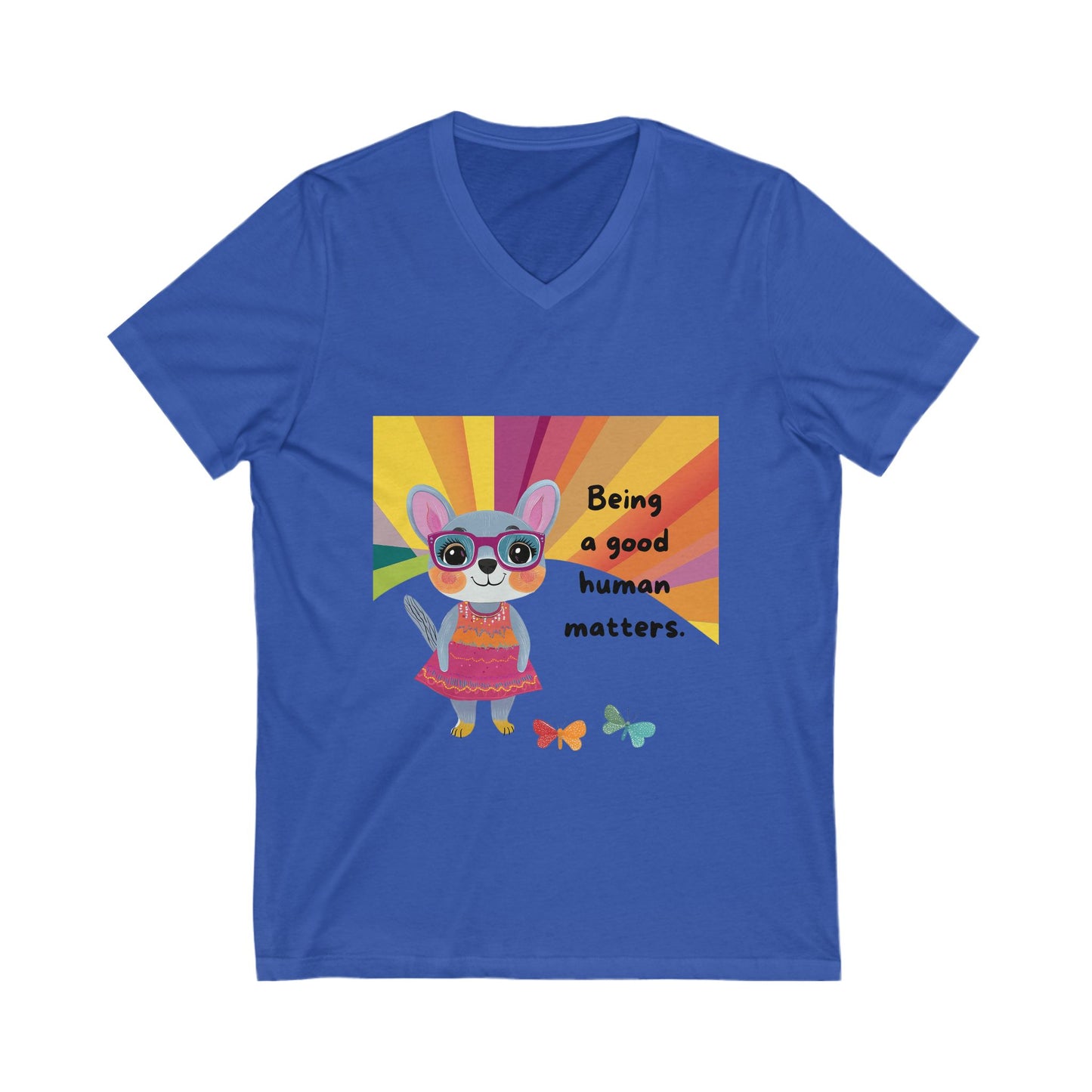 Being A Good Human Matters V-Neck | Kawaii Bunny Activist Tee