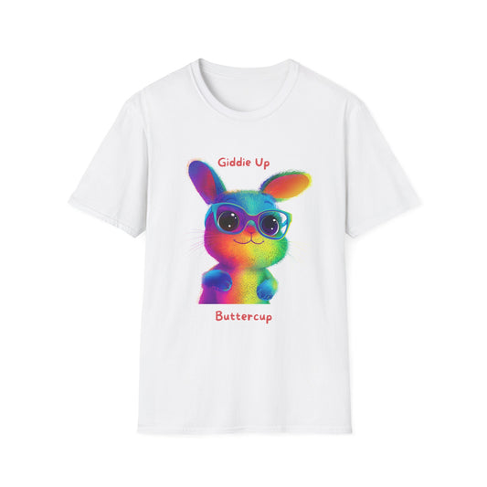 Rainbow Bunny Buttercup T-Shirt | Colorful Pride Tee | Cute LGBTQ+ Gift