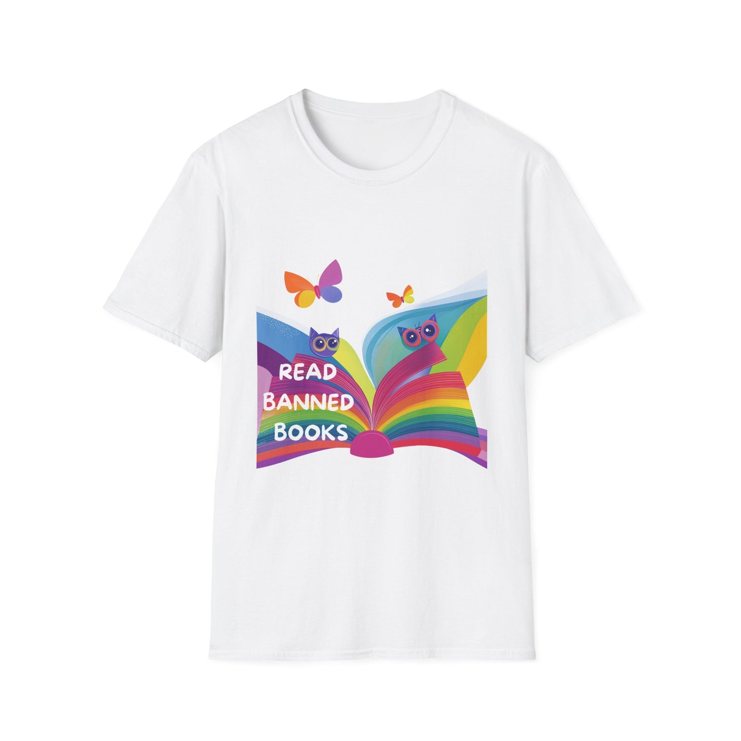 Rainbow Owl Read Banned Books T-Shirt | Cute Activist Library Tee