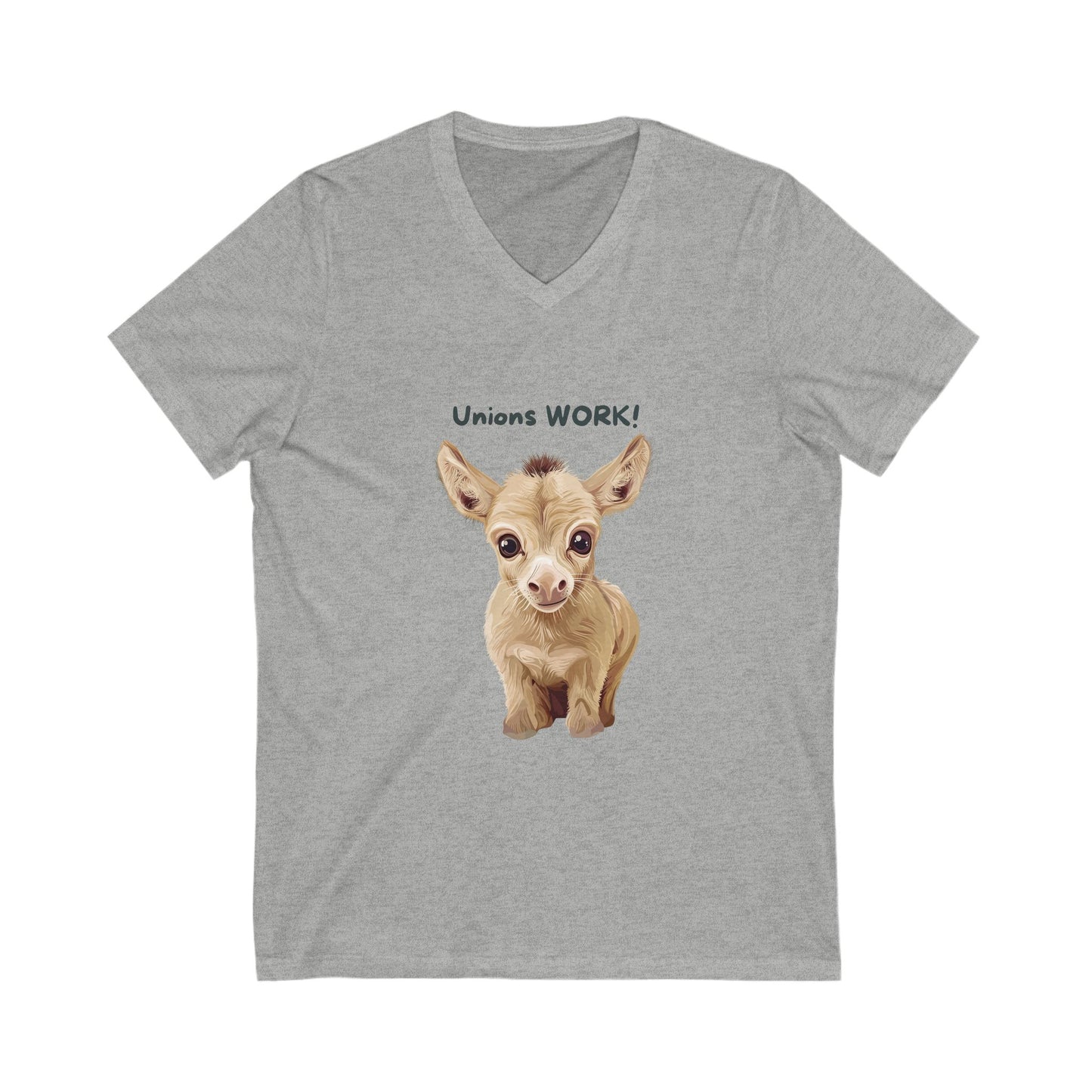 Cute Baby Goat Union V-Neck T-Shirt | Activism Worker Rights Unisex Tee