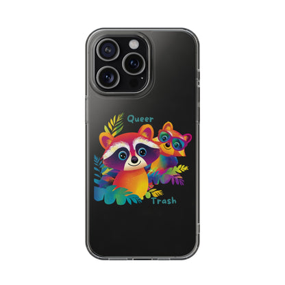 Rainbow Raccoon Queer Trash Clear Phone Case | LGBTQ+ Pride Gift