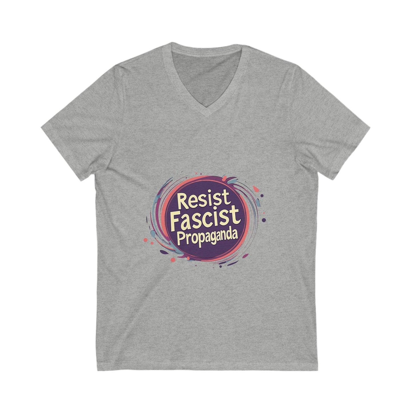 Anti-Fascist V-Neck T-Shirt | Resist Propaganda Art | Activist Unisex Tee