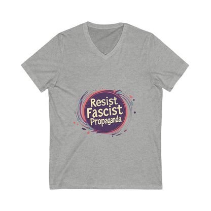 Anti-Fascist V-Neck T-Shirt | Resist Propaganda Art | Activist Unisex Tee