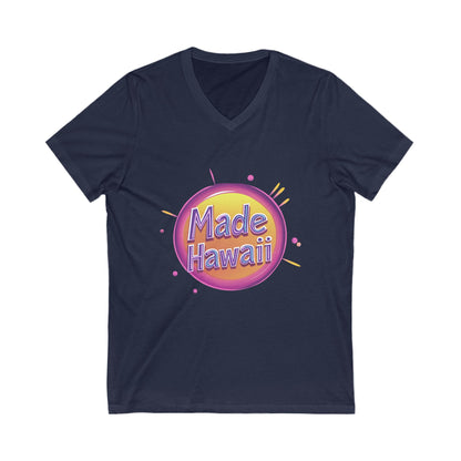 Made in Hawaii Retro V-Neck T-Shirt | Local Pride Neon Circle Design