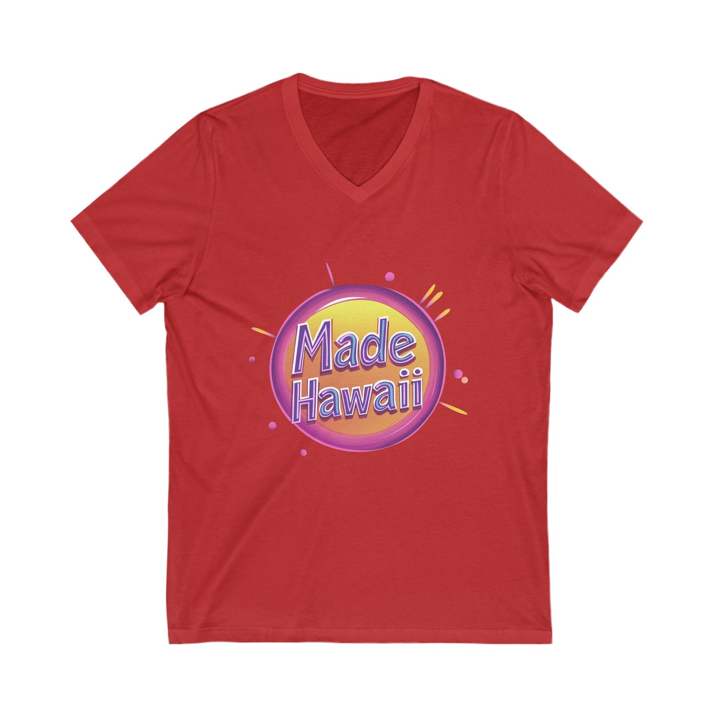 Made in Hawaii Retro V-Neck T-Shirt | Local Pride Neon Circle Design