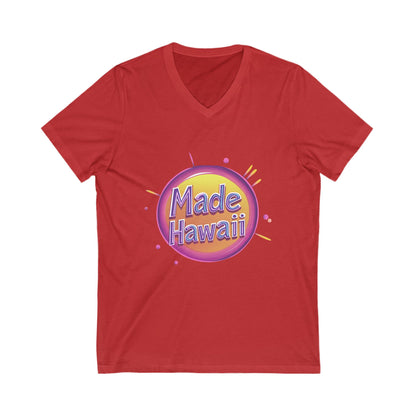 Made in Hawaii Retro V-Neck T-Shirt | Local Pride Neon Circle Design