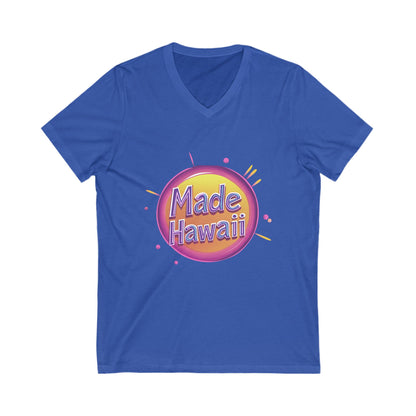 Made in Hawaii Retro V-Neck T-Shirt | Local Pride Neon Circle Design