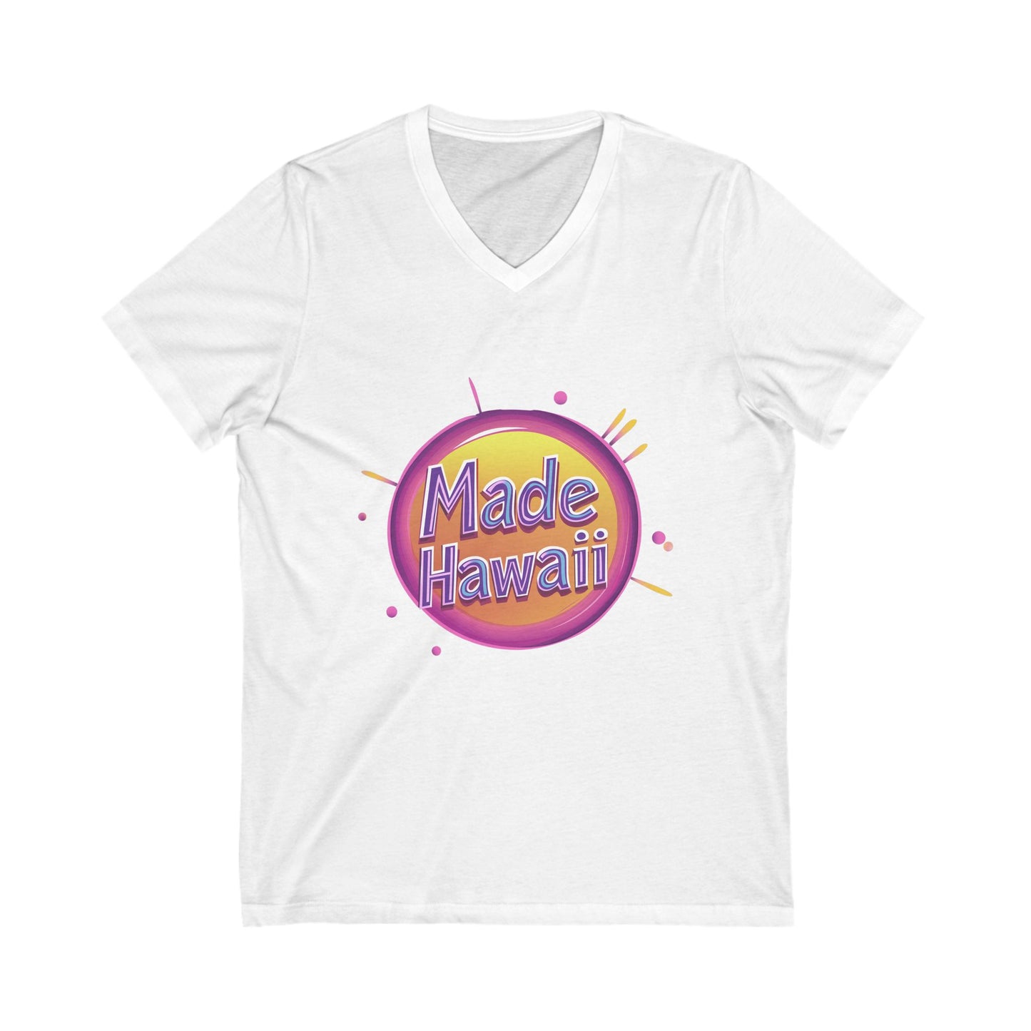 Made in Hawaii Retro V-Neck T-Shirt | Local Pride Neon Circle Design