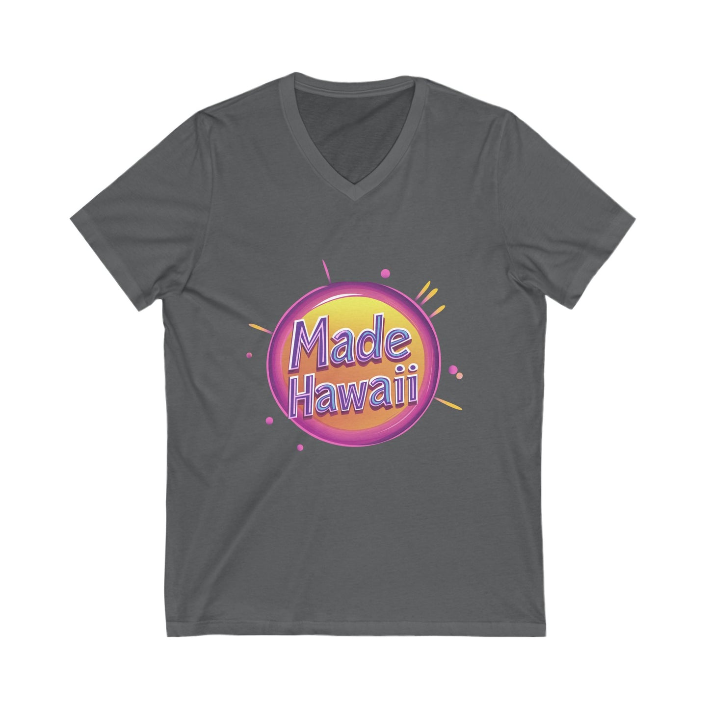 Made in Hawaii Retro V-Neck T-Shirt | Local Pride Neon Circle Design