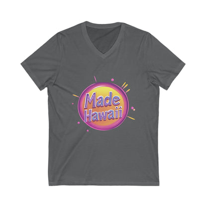 Made in Hawaii Retro V-Neck T-Shirt | Local Pride Neon Circle Design