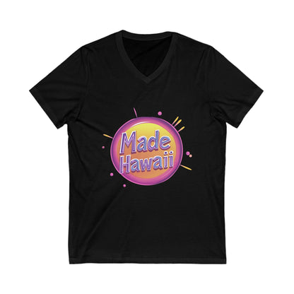 Made in Hawaii Retro V-Neck T-Shirt | Local Pride Neon Circle Design