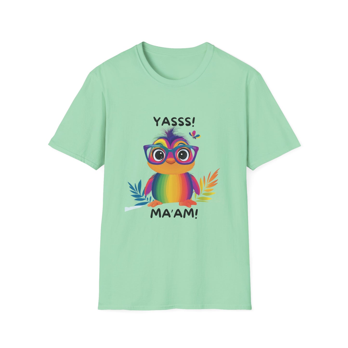 Rainbow Owl YASSS MA'AM T-Shirt | LGBTQ+ Pride Kawaii Tee | Cute Empowerment Gift