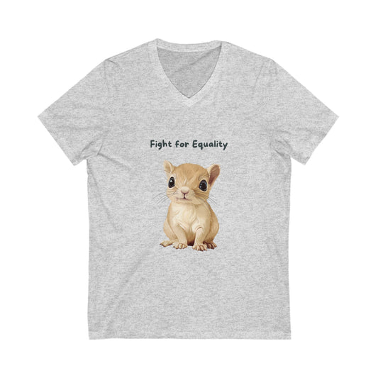 Cute Bunny Equality V-Neck T-Shirt | Animal Rights Activist Tee | Unisex Social Justice Gift