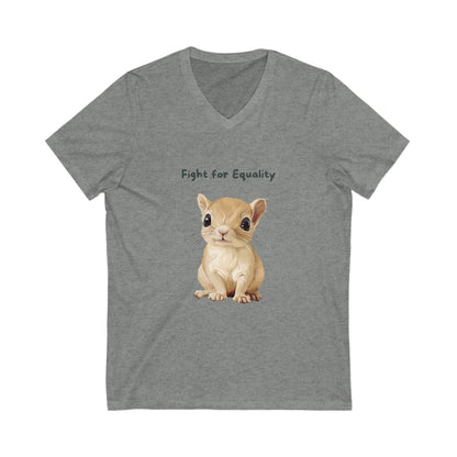 Cute Bunny Equality V-Neck T-Shirt | Animal Rights Activist Tee | Unisex Social Justice Gift