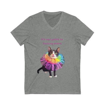 Rainbow Tutu Cat V-Neck Tee | Sassy Pet Humor | Pride Cat T-Shirt