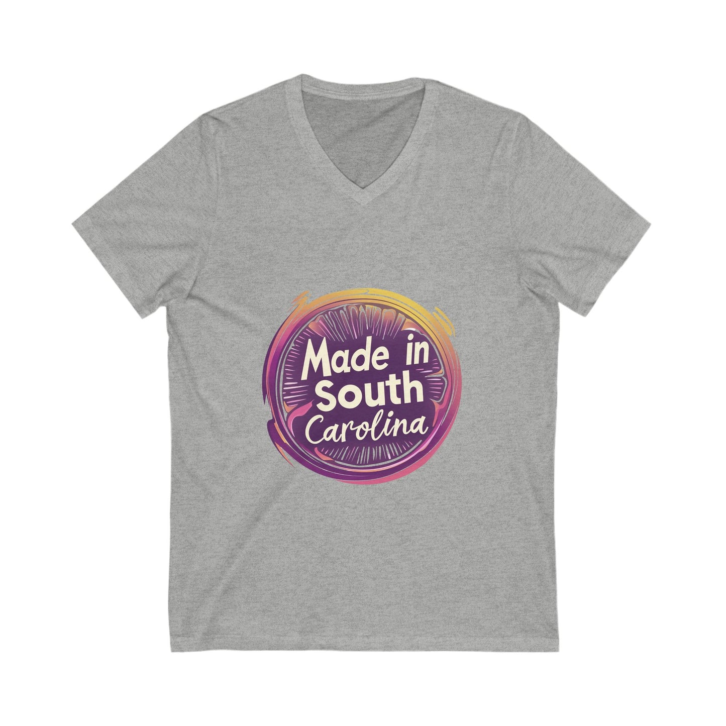 Made in South Carolina V-Neck T-Shirt | Retro Neon Circle Design | State Pride Unisex Tee