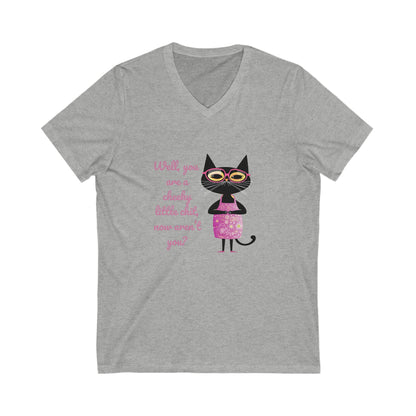 Sassy Bird Rainbow V-Neck T-Shirt | Cute Activist Kawaii Bird Unisex Tee
