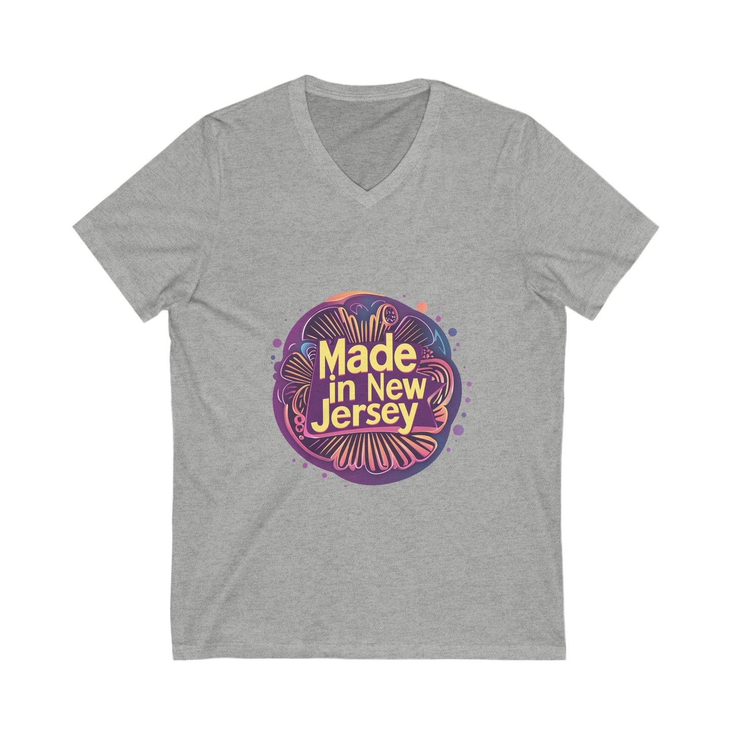 Made in Jersey Retro V-Neck T-Shirt | State Pride Vintage Design | Unisex V-Neck Tee
