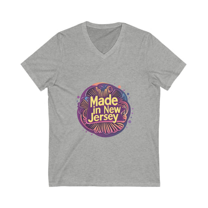 Made in Jersey Retro V-Neck T-Shirt | State Pride Vintage Design | Unisex V-Neck Tee
