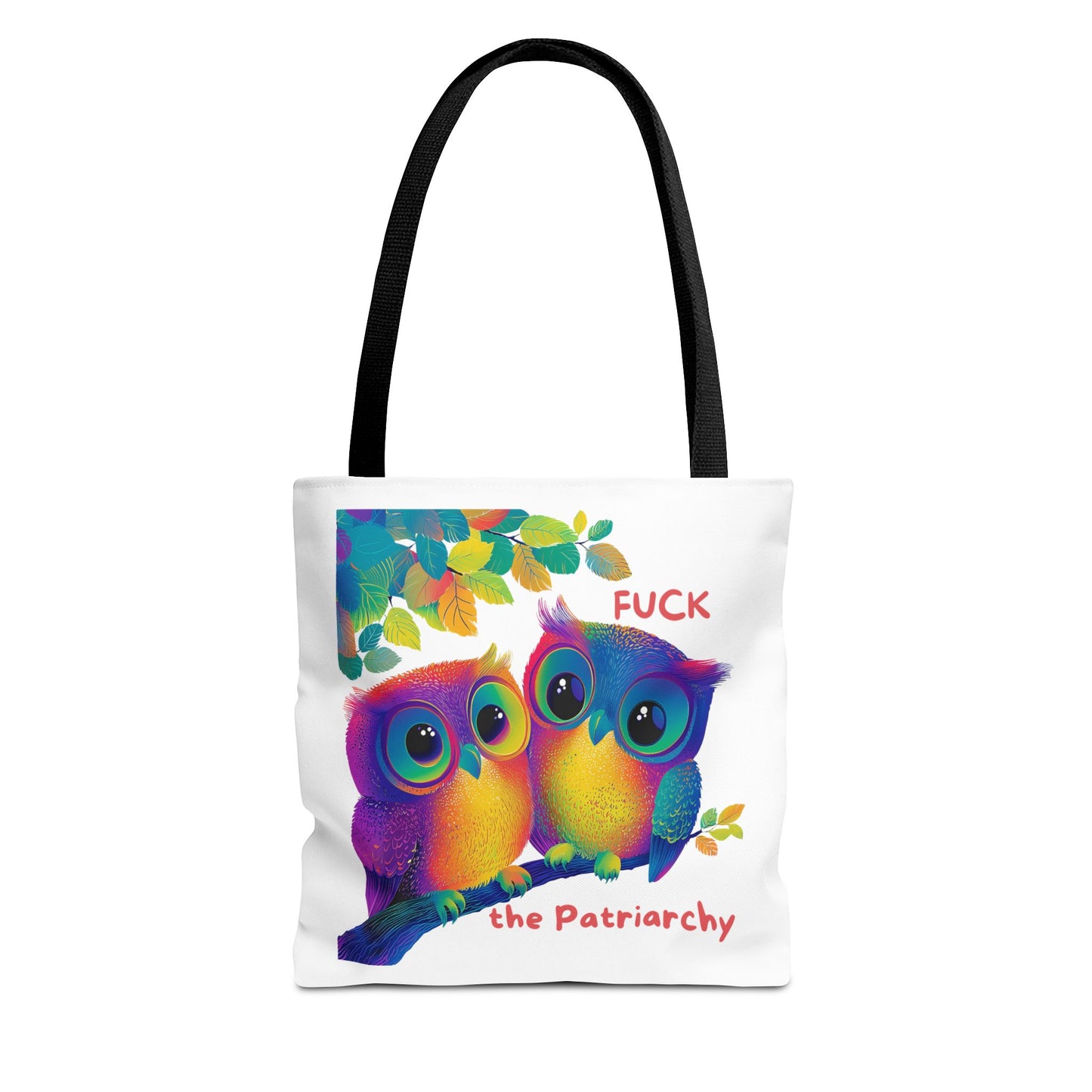 Rainbow Owls Feminist Statement Tote Bag | Patriarchy Protest Accessory