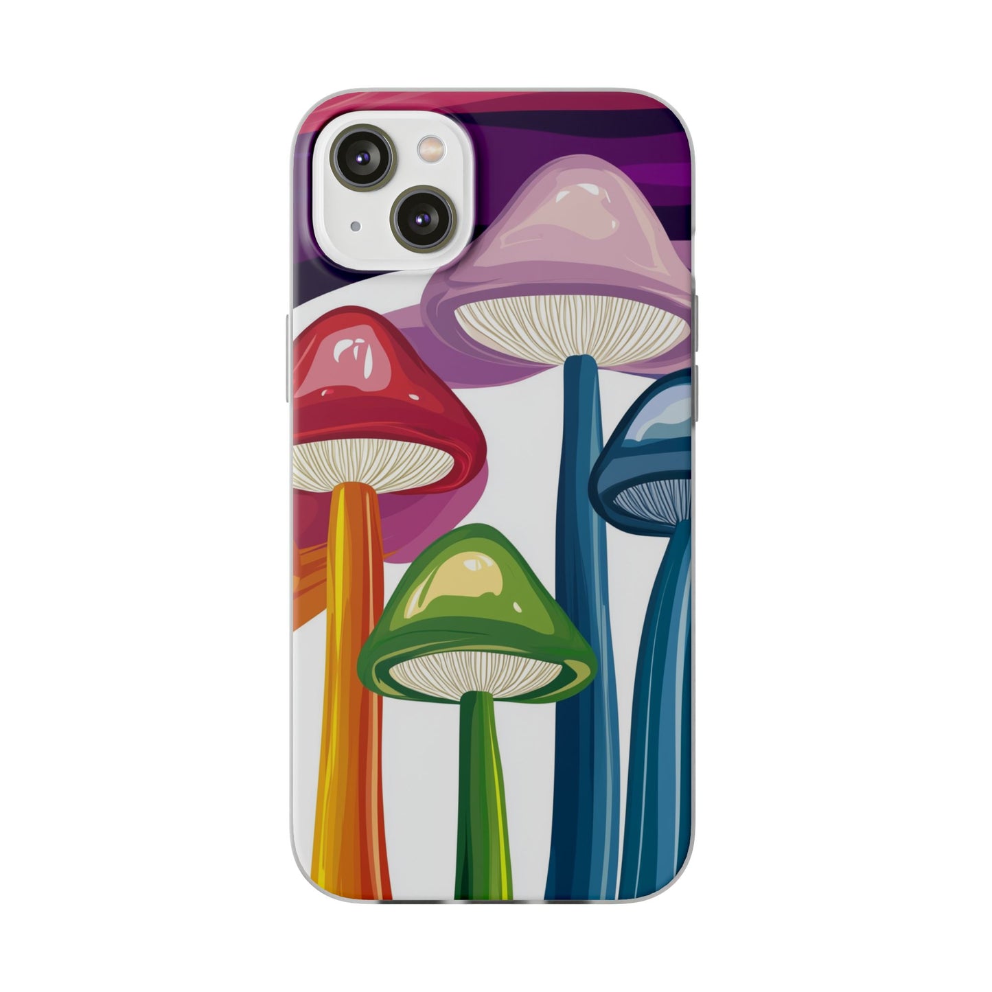 Rainbow Mushroom Flexi Phone Case | Psychedelic Art Clear TPU Cover