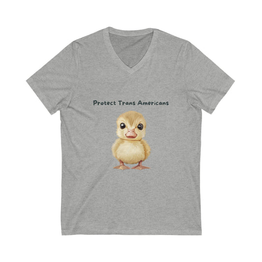 Kawaii Duck Trans Rights V-Neck | Cute LGBTQ+ Activist Tee