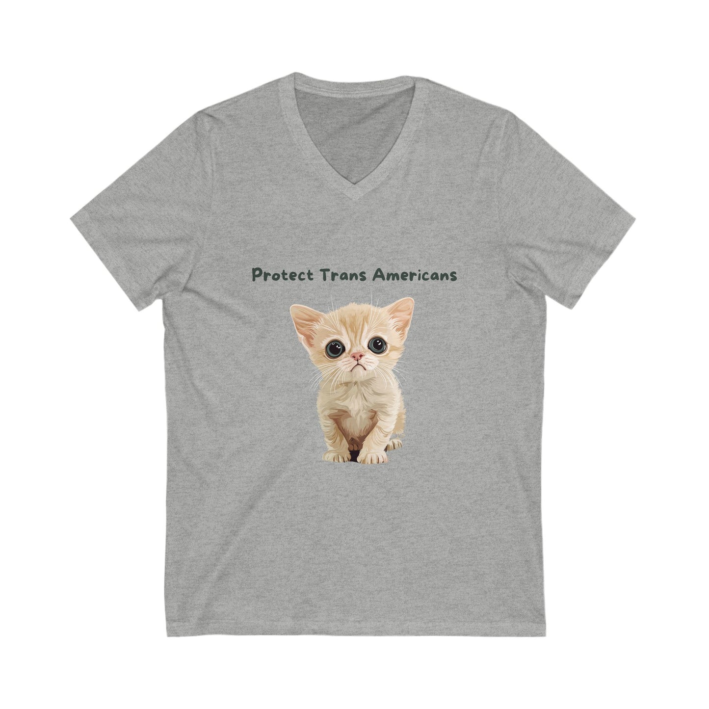 Protect Trans Americans Kitten V-Neck | LGBTQ+ Activist Cat Unisex Tee