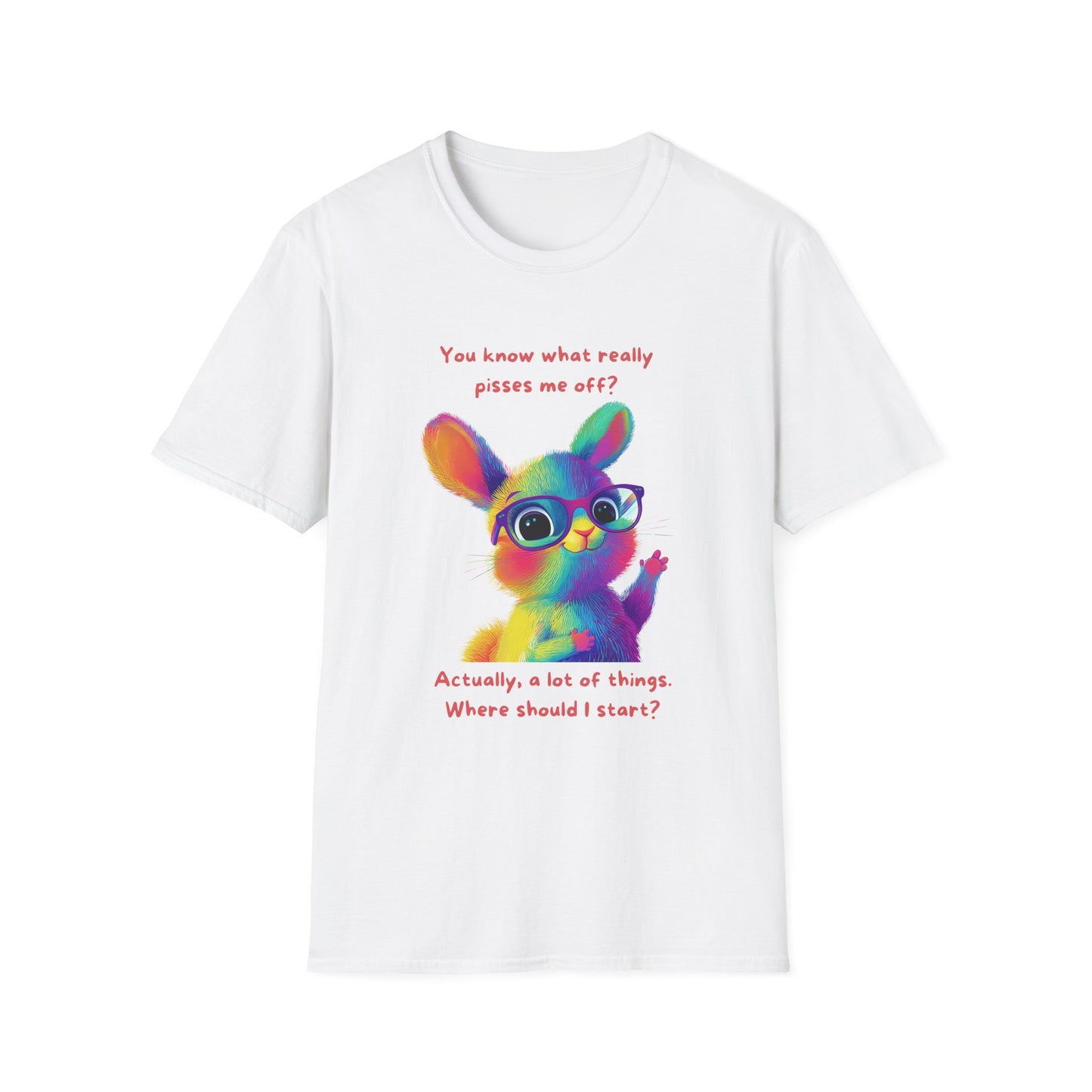 Rainbow Bunny Attitude T-Shirt | Sassy Pet Graphic Tee