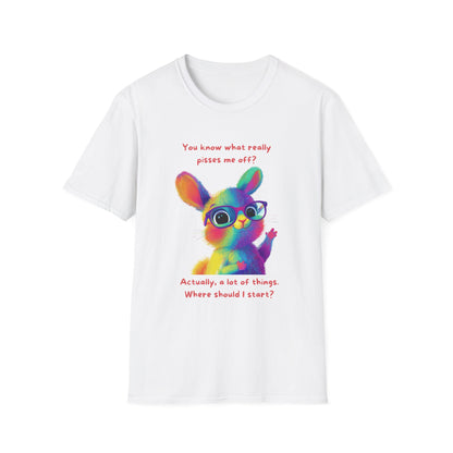 Rainbow Bunny Attitude T-Shirt | Sassy Pet Graphic Tee