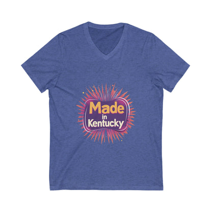 Made in Kentucky Retro V-Neck T-Shirt | State Pride Sunburst Design | Unisex Tee