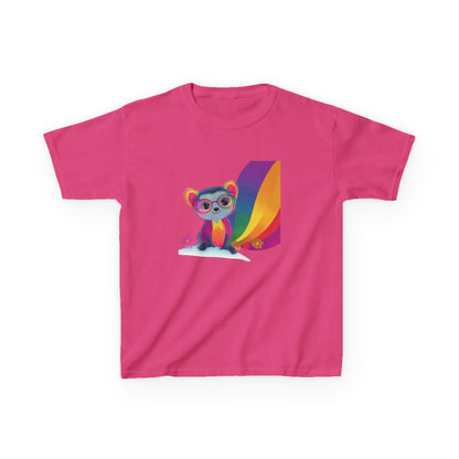Rainbow Lemur Kids T-Shirt | Cute Pride Kawaii Design | Pink Cotton Tee