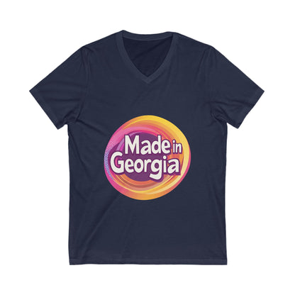 Made in Georgia V-Neck T-Shirt | Retro State Pride Design | Unisex Vintage Tee