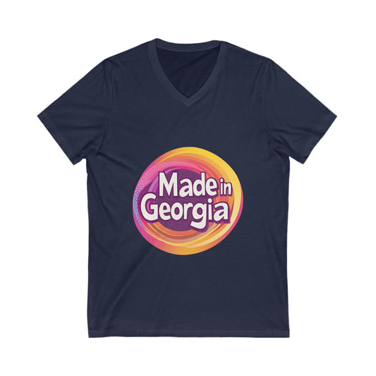 Made in Georgia V-Neck T-Shirt | Retro State Pride Design | Unisex Vintage Tee
