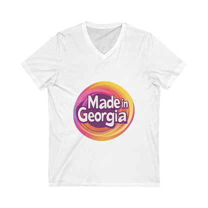 Made in Georgia V-Neck T-Shirt | Retro State Pride Design | Unisex Vintage Tee