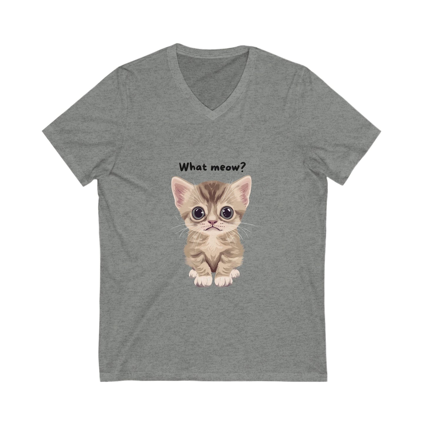 What Meow? Cute Kitten V-Neck T-Shirt | Kawaii Cat Lover Gift