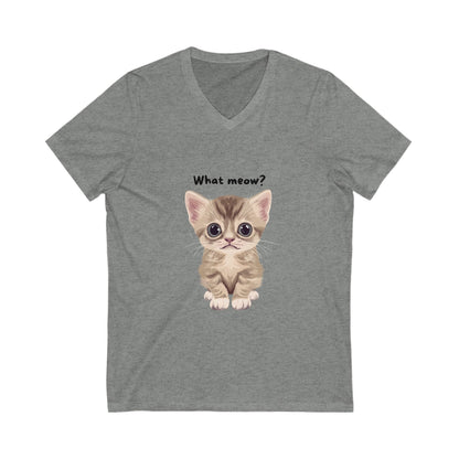 What Meow? Cute Kitten V-Neck T-Shirt | Kawaii Cat Lover Gift