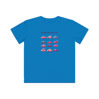 Zoom! Zoom! Kids Car T-Shirt | Kawaii Vehicle Grid Design | Cute Unisex Children's Tee