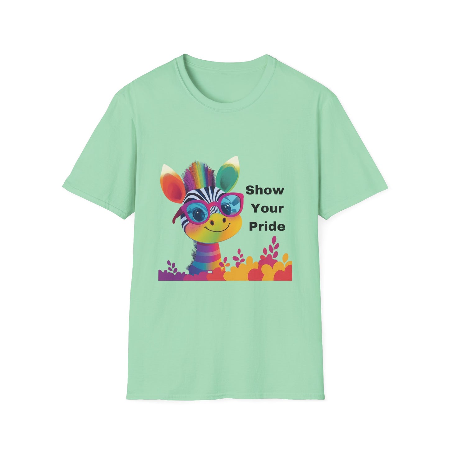 Cute Rainbow Giraffe Pride T-Shirt | LGBTQ+ Kawaii Animal Unisex Tee
