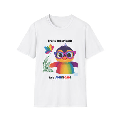 Cute Trans Pride Rainbow Bird T-Shirt | LGBTQ+ Kawaii Unisex Tee