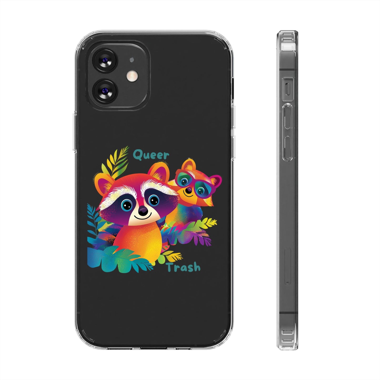 Rainbow Raccoon Queer Trash Clear Phone Case | LGBTQ+ Pride Gift