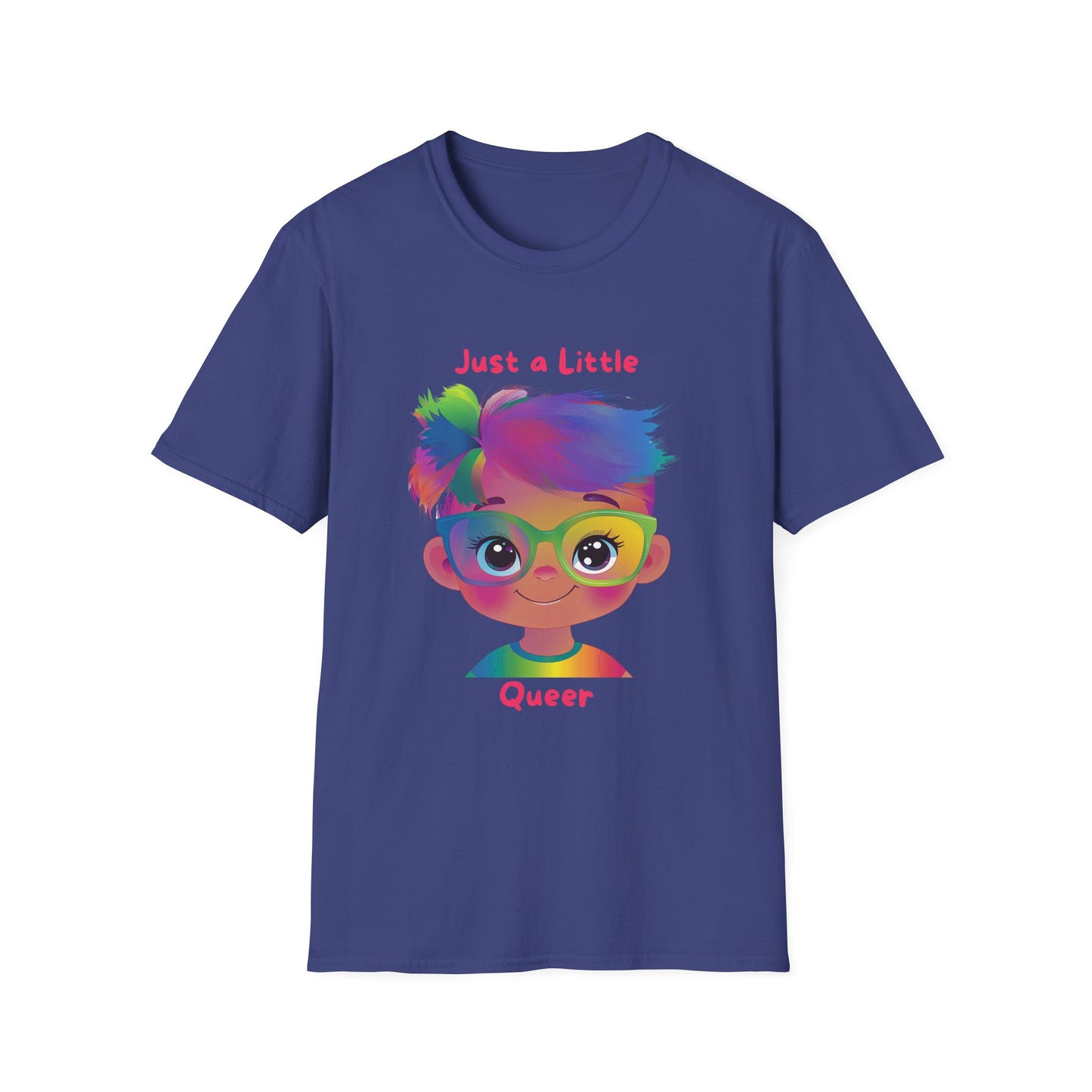 Just a Little Queer Rainbow Pride T-Shirt | Cute Character Unisex Tee