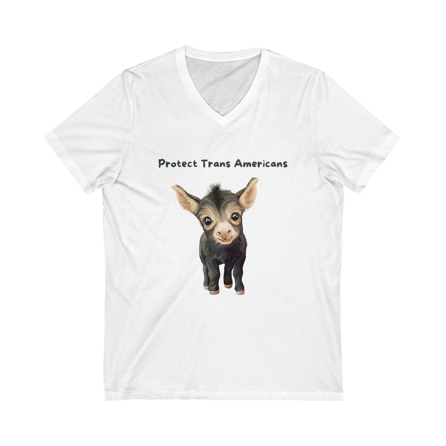 Protect Trans Americans Kawaii Goat V-Neck | LGBTQ+ Pride Support Tee