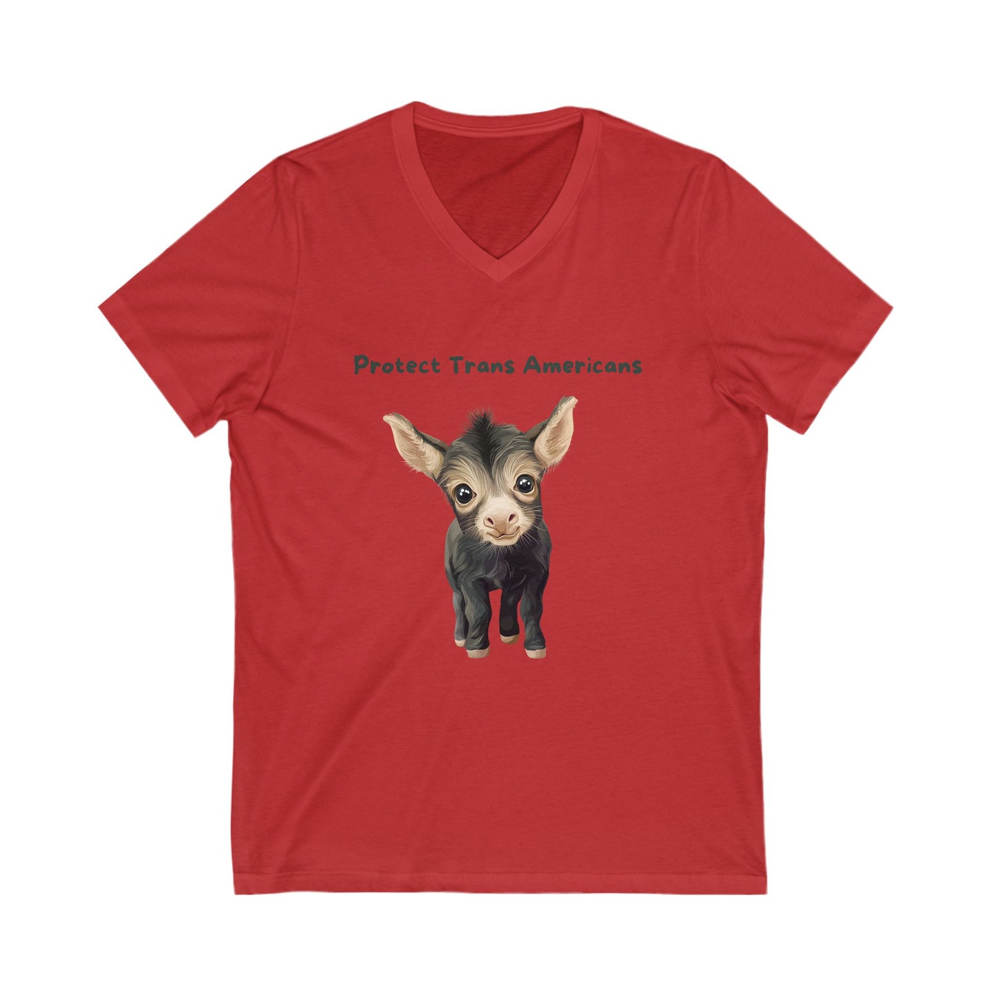 Protect Trans Americans Kawaii Goat V-Neck | LGBTQ+ Pride Support Tee