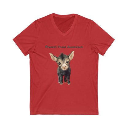Protect Trans Americans Kawaii Goat V-Neck | LGBTQ+ Pride Support Tee
