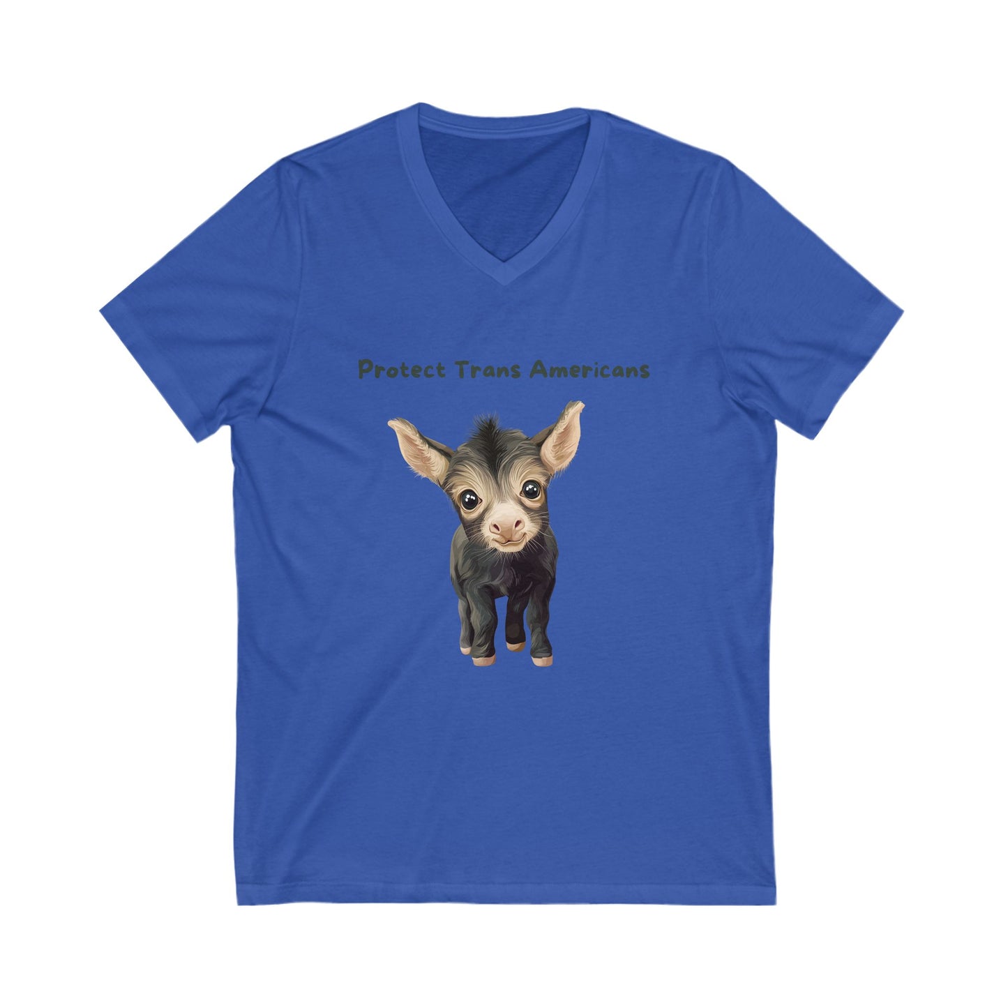 Protect Trans Americans Kawaii Goat V-Neck | LGBTQ+ Pride Support Tee