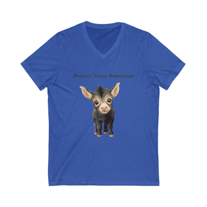 Protect Trans Americans Kawaii Goat V-Neck | LGBTQ+ Pride Support Tee