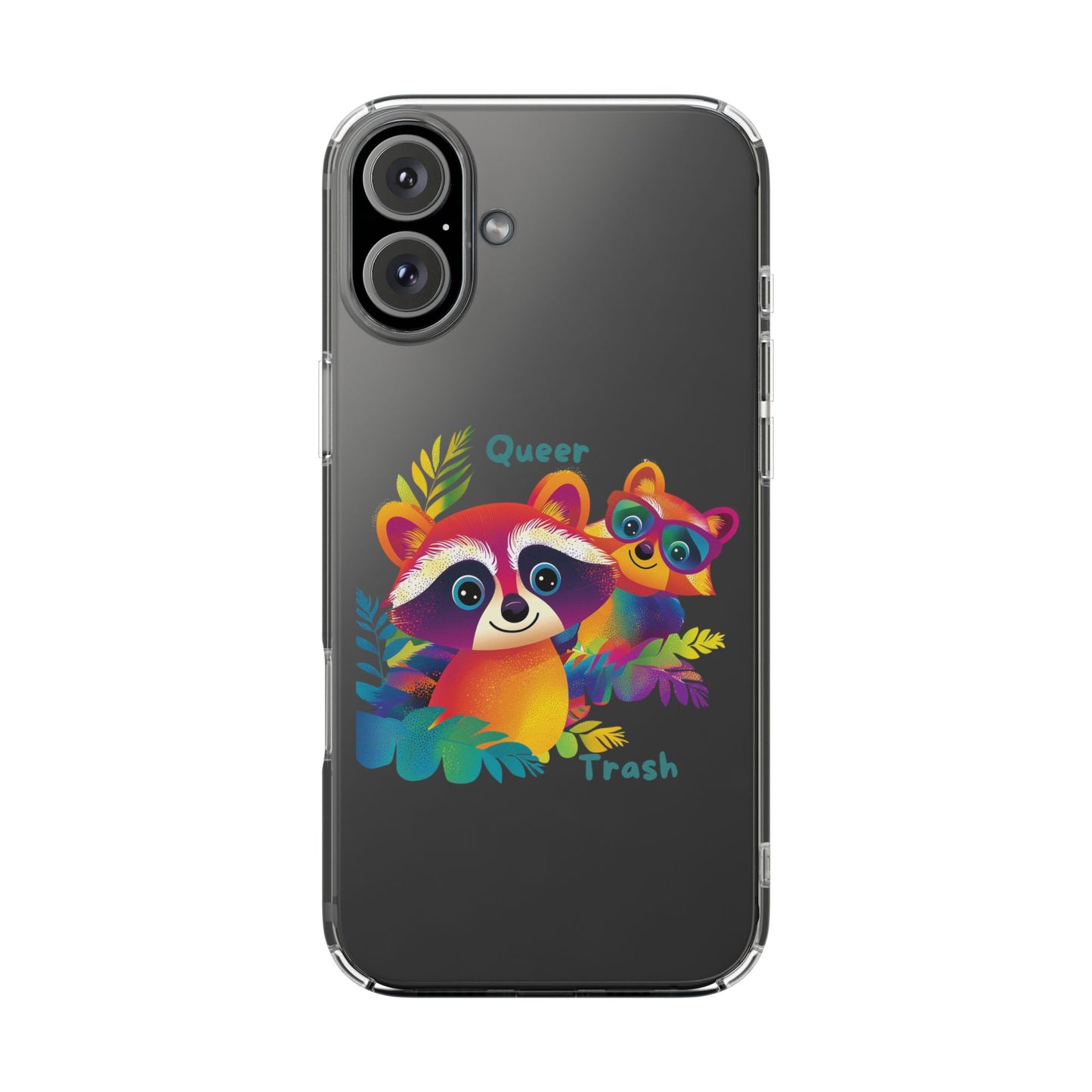 Rainbow Raccoon Queer Trash Clear Phone Case | LGBTQ+ Pride Gift