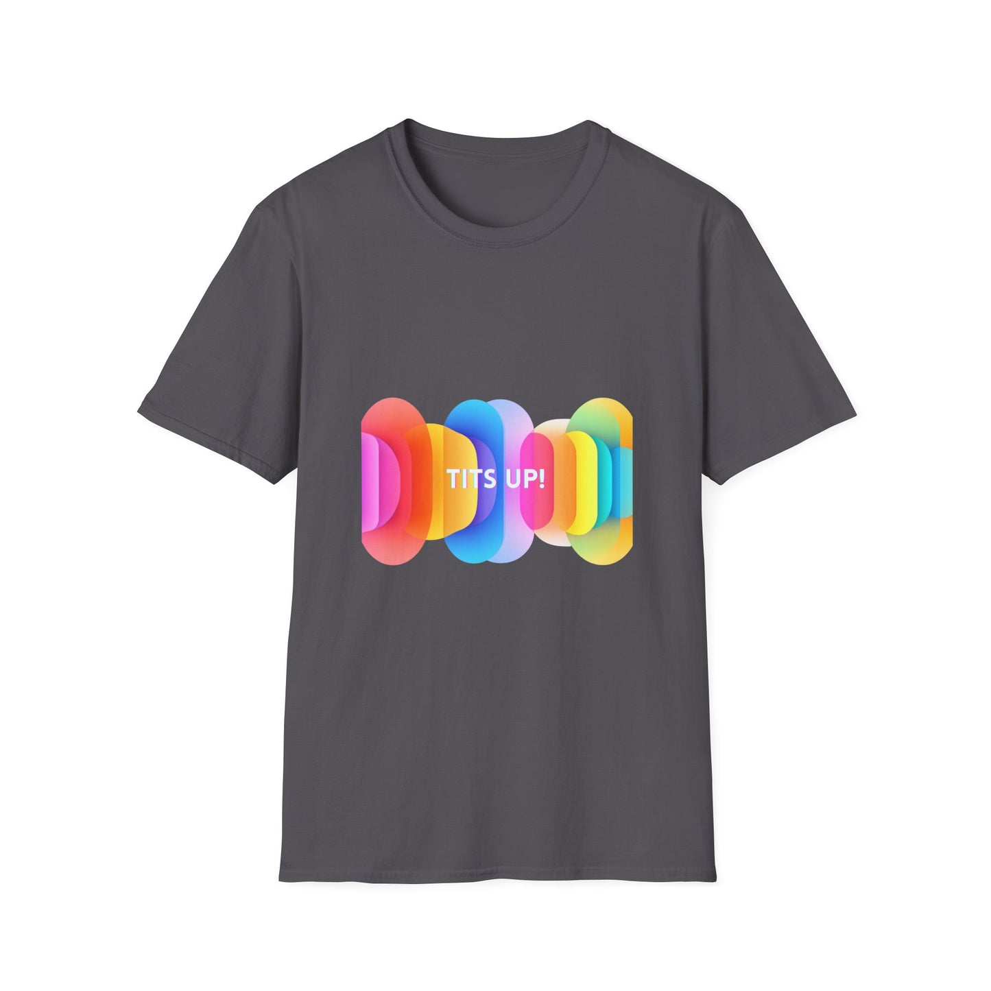Colorful TITS UP! Unisex T-Shirt | Motivational Rainbow Pride Tee