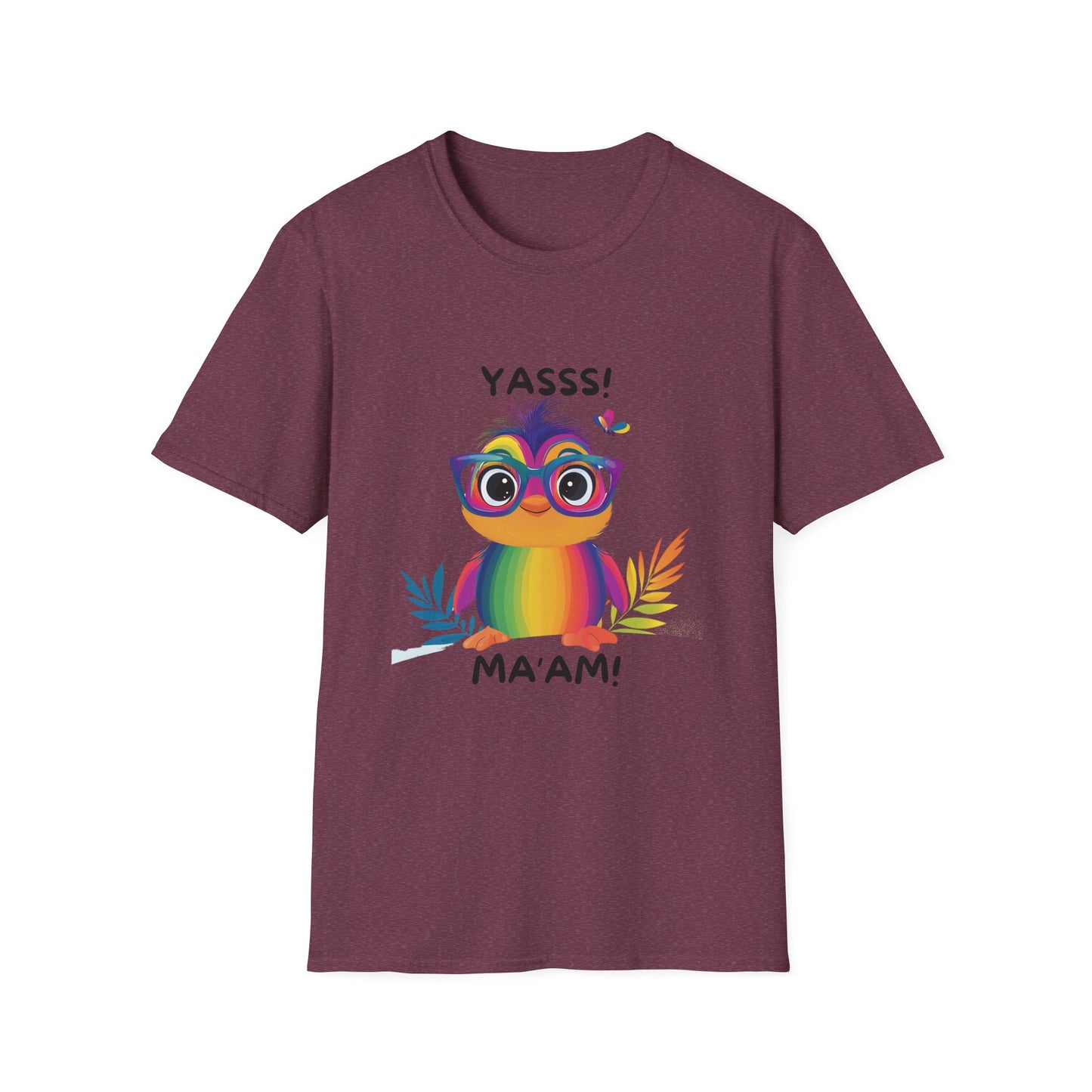 Rainbow Owl YASSS MA'AM T-Shirt | LGBTQ+ Pride Kawaii Tee | Cute Empowerment Gift