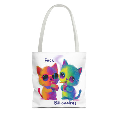 Rainbow Activist Cats Tote Bag | Anti-Billionaire Statement Bag